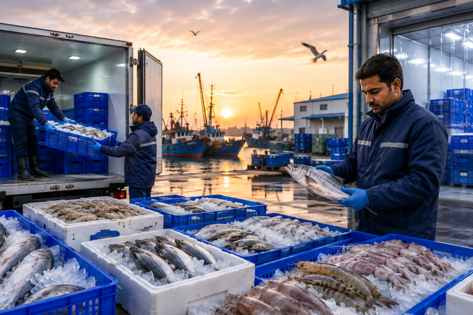 Infographic showing total cold chain logistics investment breakdown for seafood businesses in India